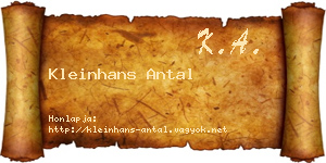 Kleinhans Antal névjegykártya